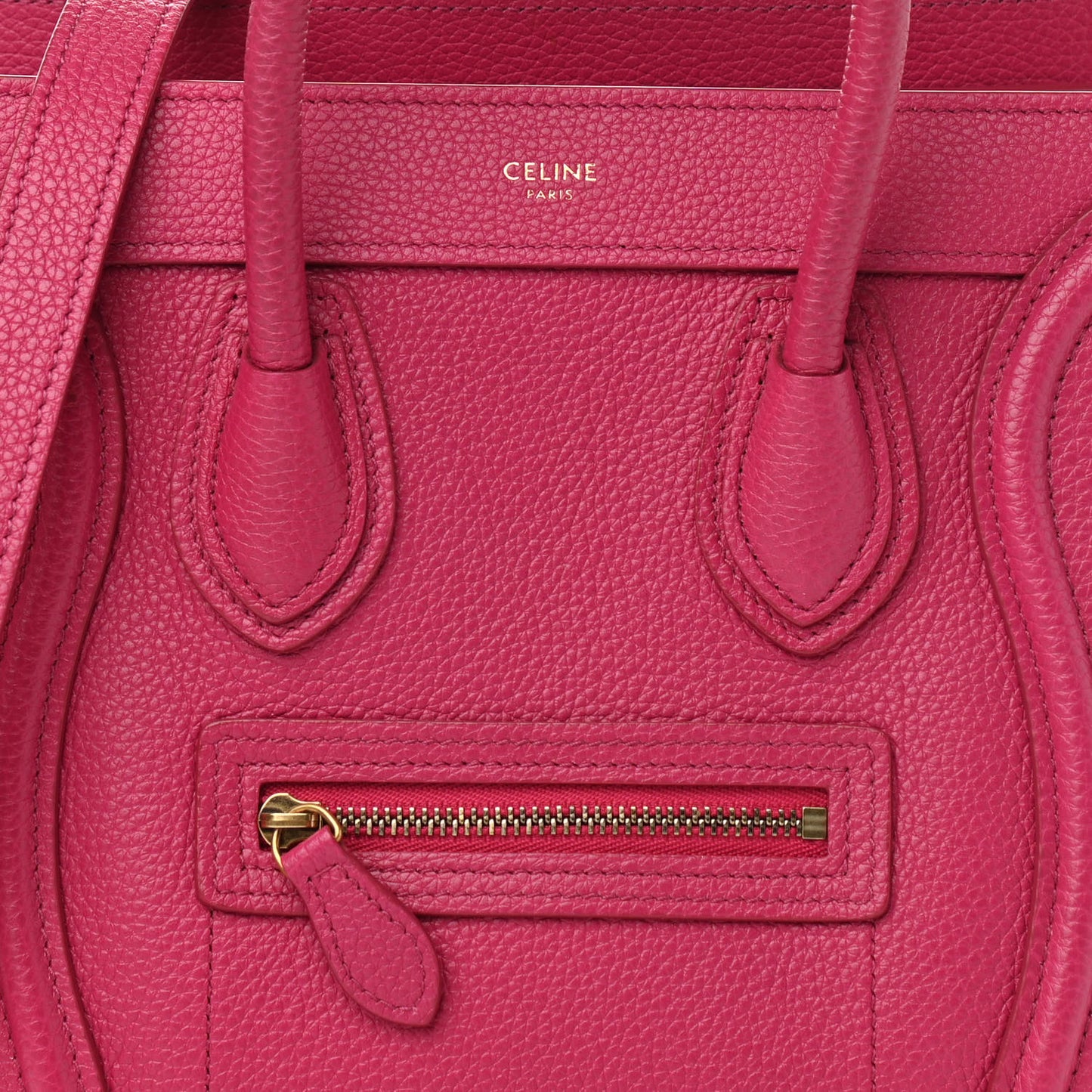 Drummed Calfskin Nano Luggage Fuchsia
