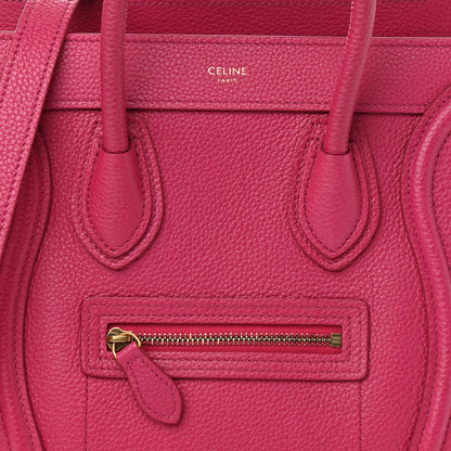 Celine Drummed Calfskin Nano Luggage Fuchsia 7 of 9