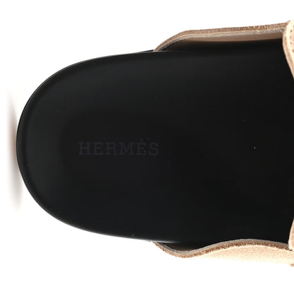 Hermes Suede Calfskin Womens Go Mules 38 Beige Argile 8 of 9