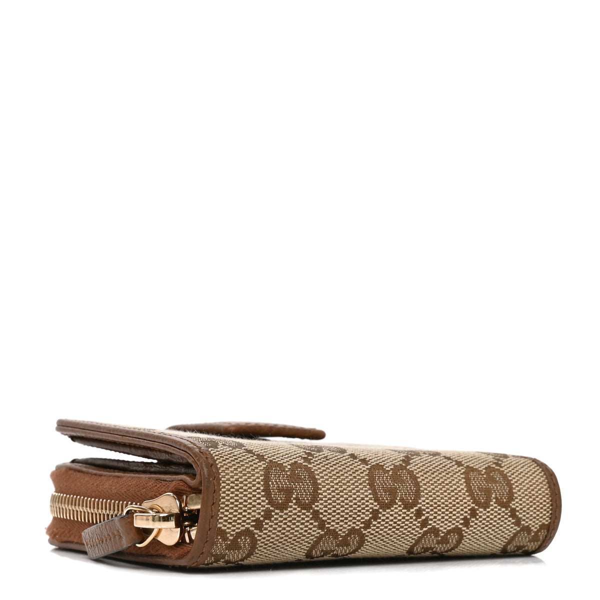 Gucci Monogram Dollar Calfskin Zip Around French Wallet Beige Ebony Tabacco 4 of 7