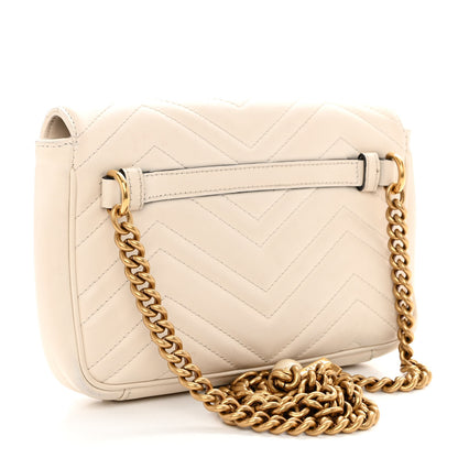 Gucci Calfskin Matelasse Pearly GG Marmont Chain Belt Bag Mystic White 3 of 15