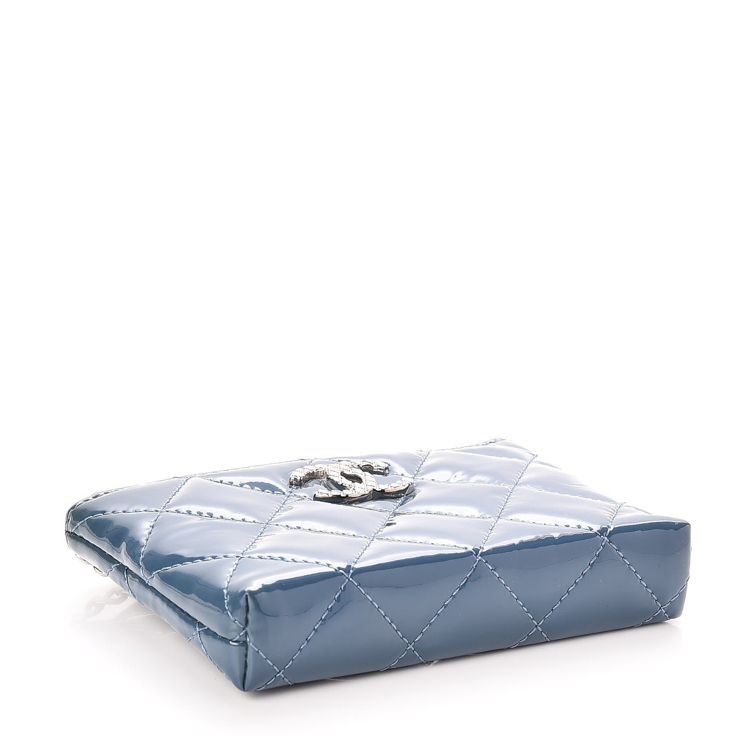 Chanel Patent Quilted Brilliant Key Holder Case Royal Blue 4 of 10