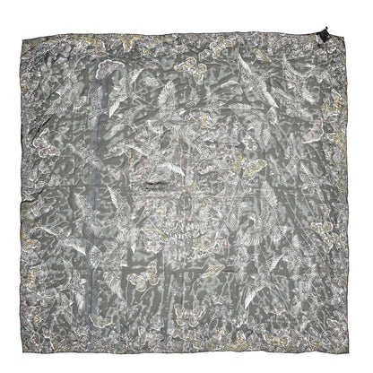 Alexander McQueen Silk Chiffon Wildflower Flight Scarf Black 1 of 4