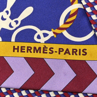 Hermes Silk Mors Et Tresses Maxi Twilly Cut Violet Vert Rouge 2 of 6
