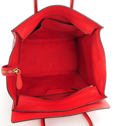 Celine Drummed Calfskin Mini Luggage Coquelicot 6 of 8