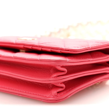Chanel Calfskin Quilted Mini Maxi Pearls Wallet On Chain WOC Pink 10 of 10