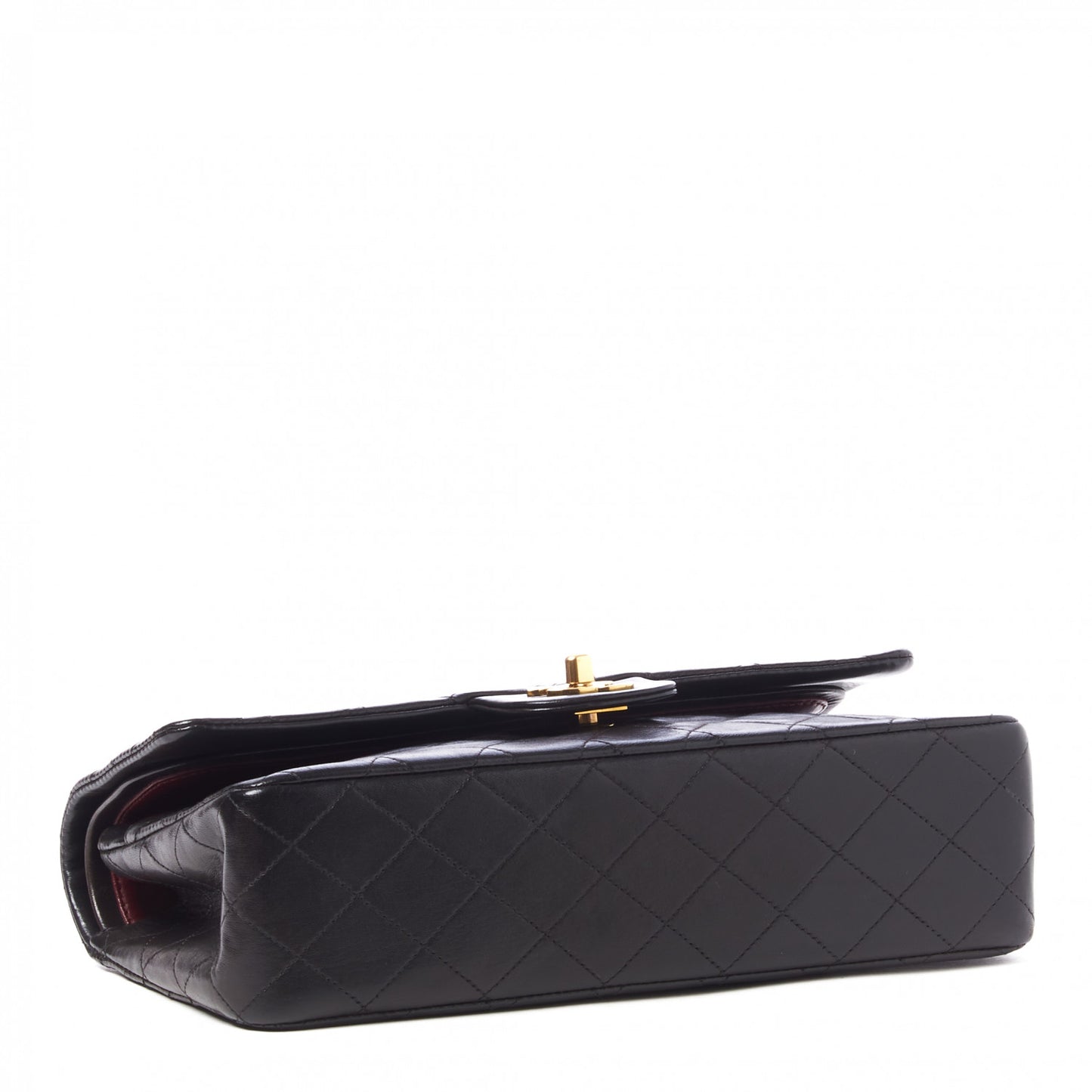 Lambskin Quilted Medium Double Flap Black