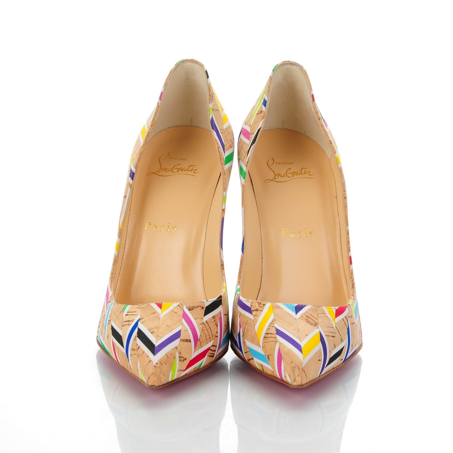 Christian Louboutin Cork Chevron Print Pigalle Follies 100 Pumps 37.5 Multicolor 2 of 7