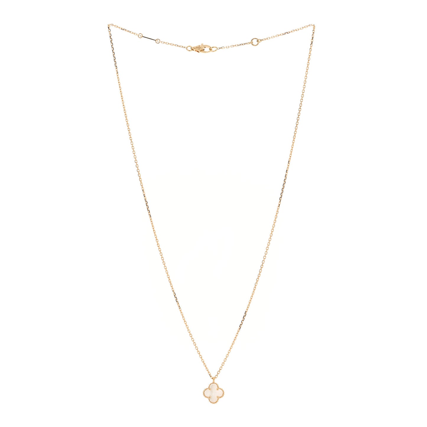 18K Yellow Gold Mother of Pearl Sweet Alhambra Pendant Necklace