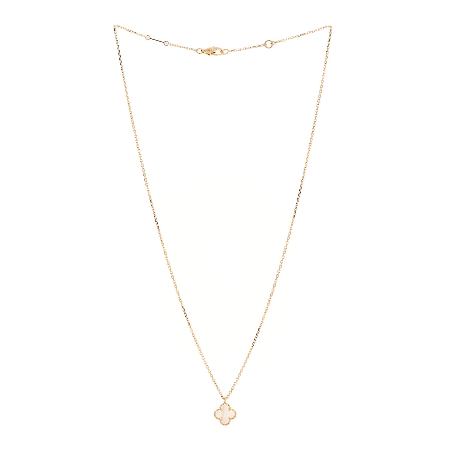 Van Cleef & Arpels 18K Yellow Gold Mother of Pearl Sweet Alhambra Pendant Necklace 2 of 5