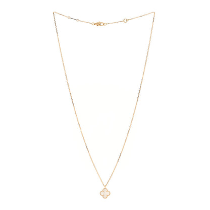 Van Cleef & Arpels 18K Yellow Gold Mother of Pearl Sweet Alhambra Pendant Necklace 2 of 5