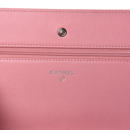 Chanel Lambskin Camellia Embossed Wallet On Chain WOC Pink 6 of 12