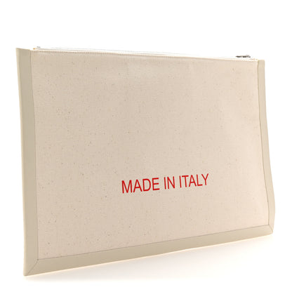 Celine Cotton Canvas Calfskin Made In Large Pouch Red 3 of 8