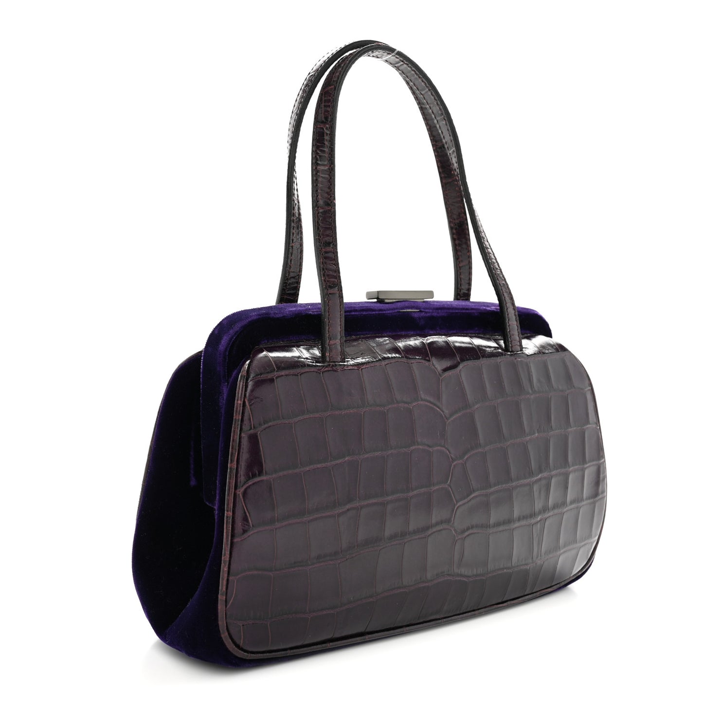 Crocodile Velvet Frame Bag Purple