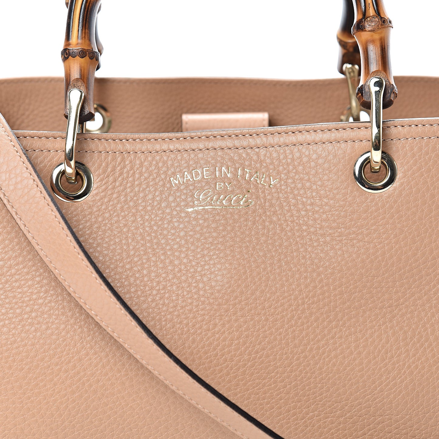 Pebbled Calfskin Medium Bamboo Shopper Tote Camelia