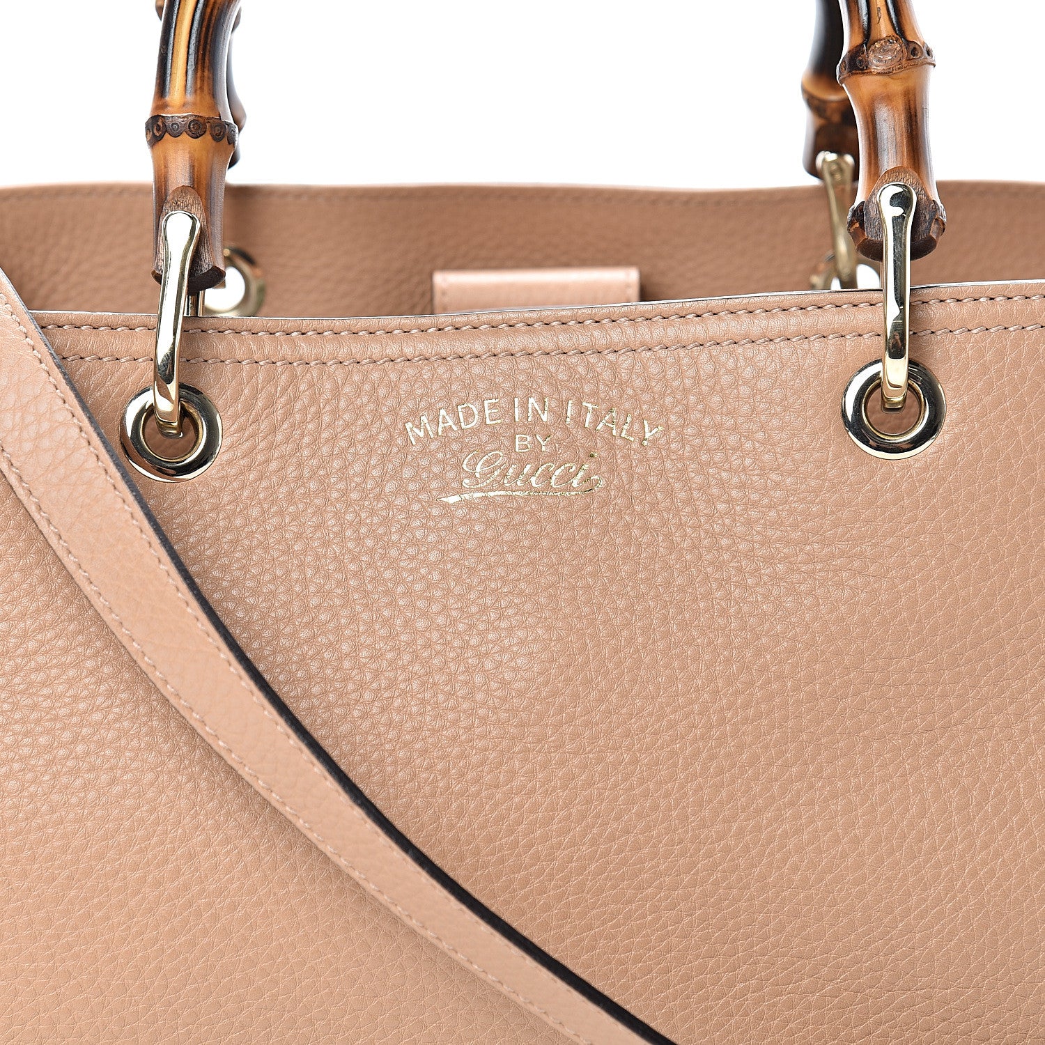 Gucci Pebbled Calfskin Medium Bamboo Shopper Tote Camelia 7 of 12