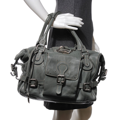 Chloe Leather Paddington Front Pocket Tote Gris Vert 2 of 8