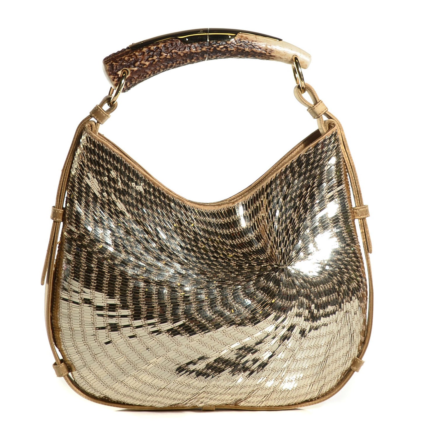 Sequin Satin Mombasa Horn Bag Gold