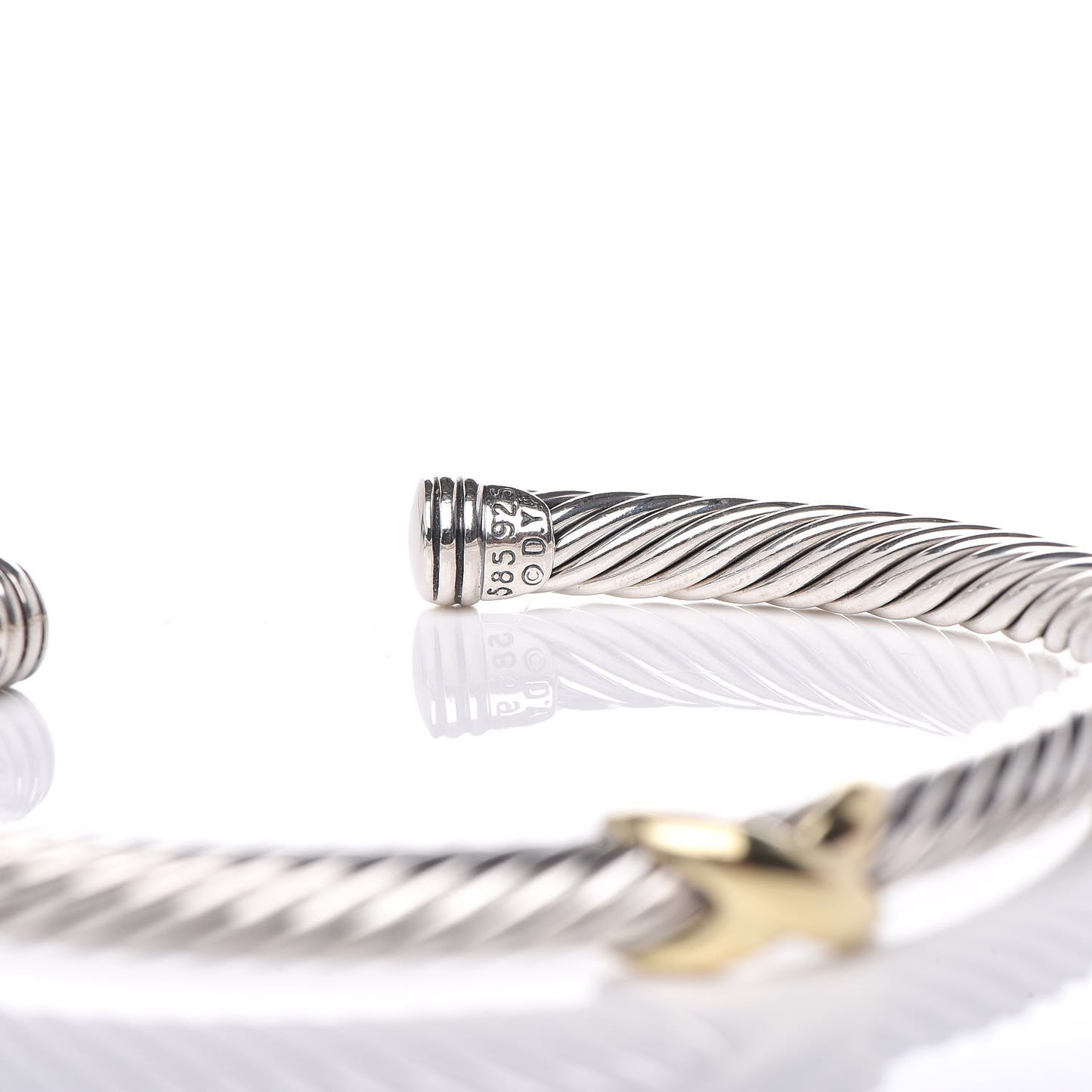 Sterling Silver 14K Yellow Gold 5mm X Station Cable Bracelet