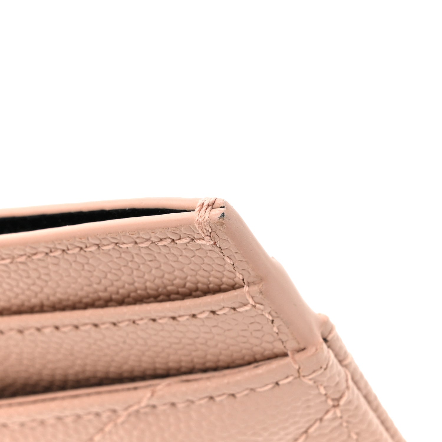 Saint Laurent Grain De Poudre Matelasse Chevron Monogram Credit Card Case Pale Pink 8 of 10