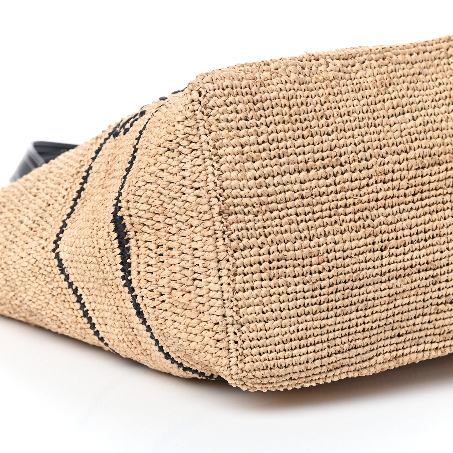 Raffia Faux Leather Medium Tote Sand
