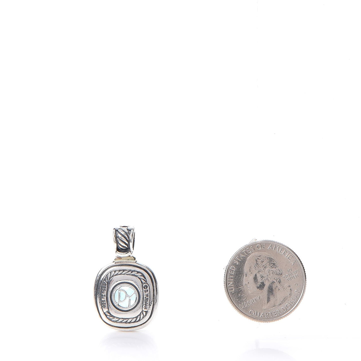 Sterling Silver 14K Yellow Gold Blue Topaz 10mm Albion Enhancer Pendant
