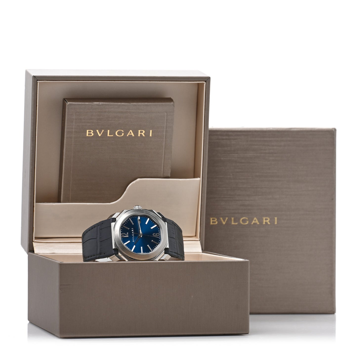 Stainless Steel Alligator 38mm Octo Automatic Watch Blue