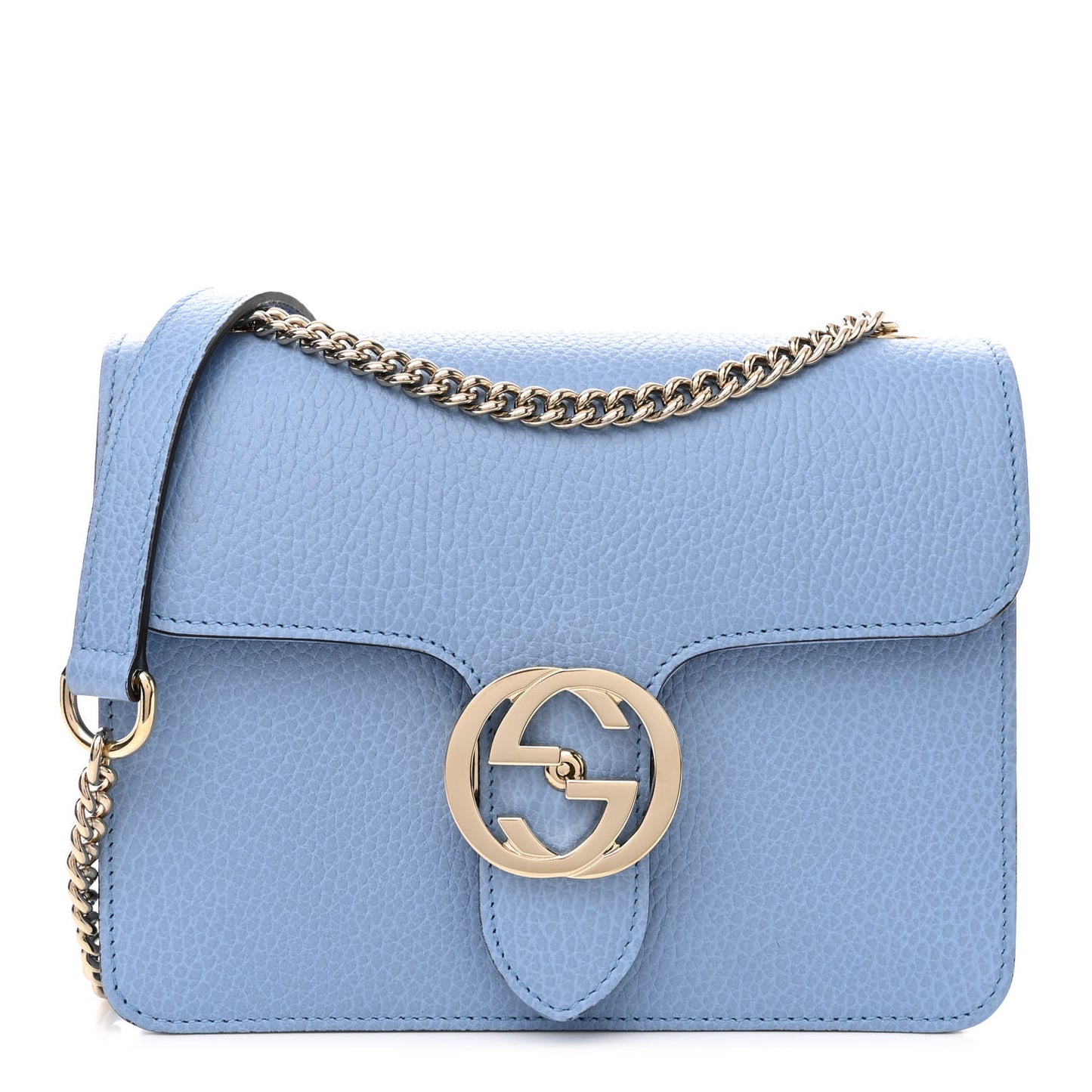 Dollar Calfskin Small Interlocking G Shoulder Bag Mineral Blue