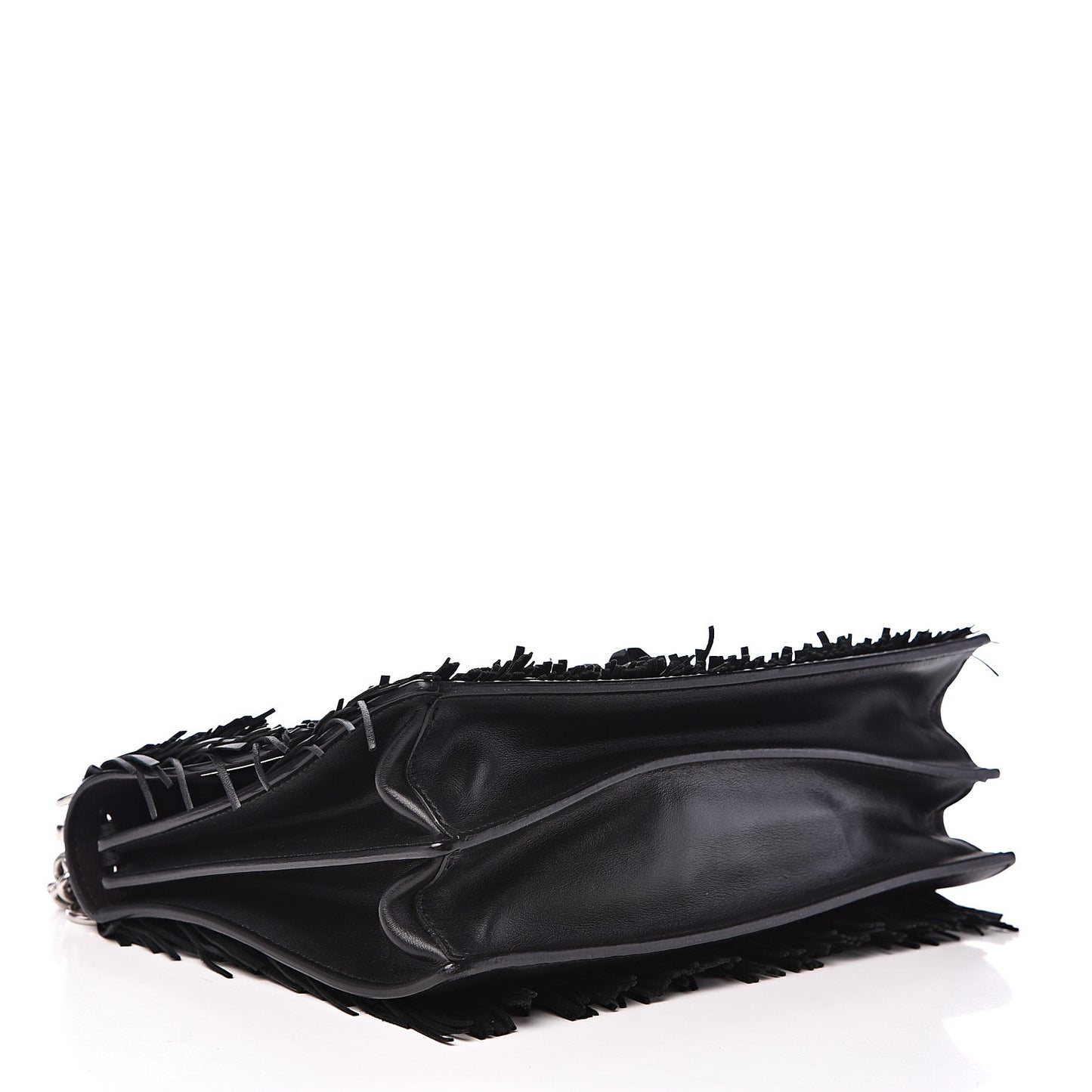 Vitello Century Opaco Monster Eyes Fringe Studded Kan I Shoulder Bag Black