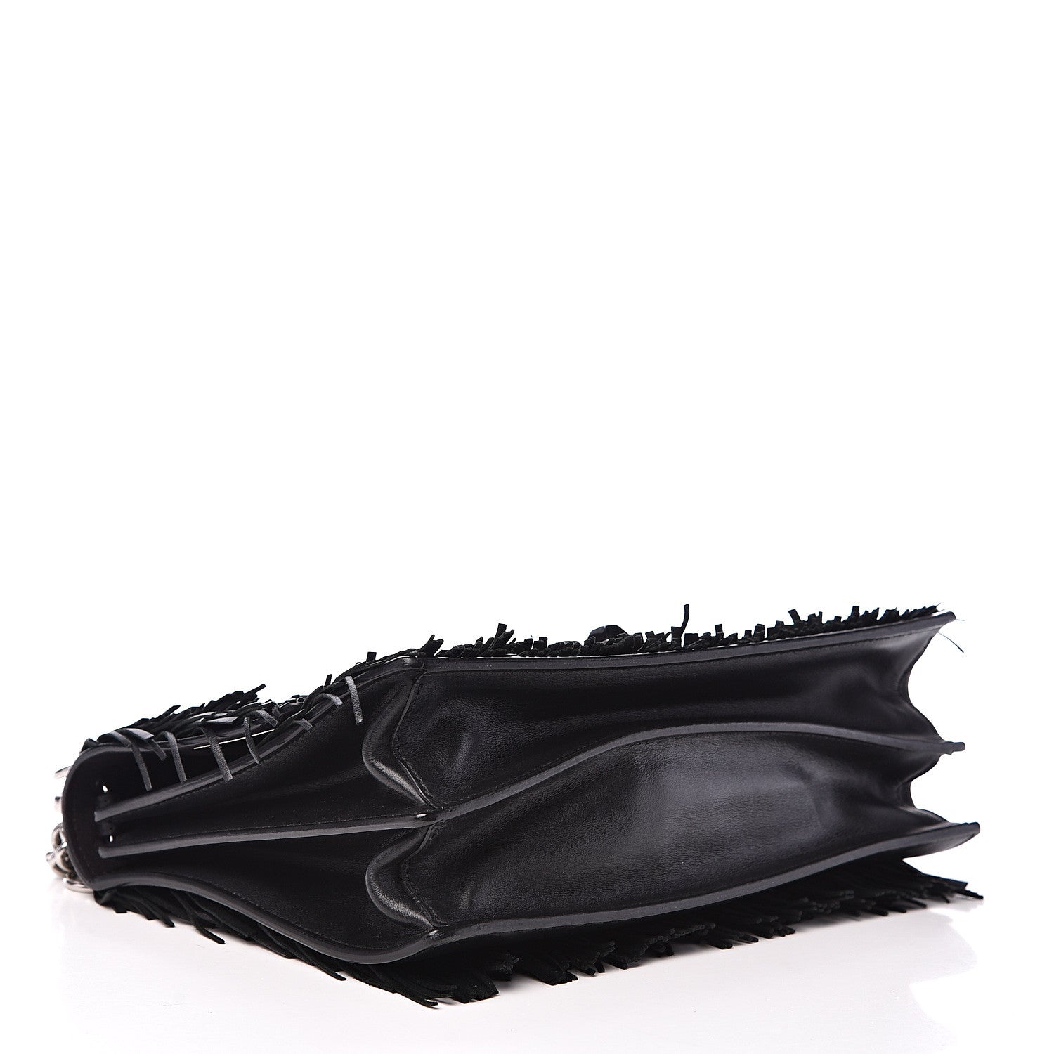 Fendi Vitello Century Opaco Monster Eyes Fringe Studded Kan I Shoulder Bag Black 3 of 12