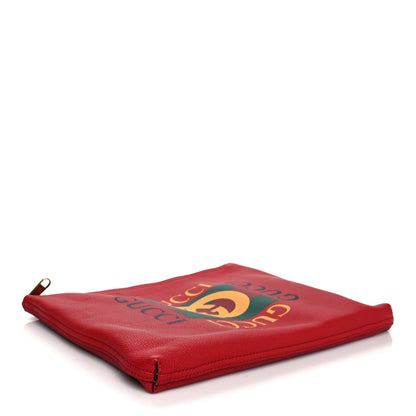 Gucci Pebbled Calfskin Medium Logo Portfolio Clutch Hibiscus Red 4 of 11