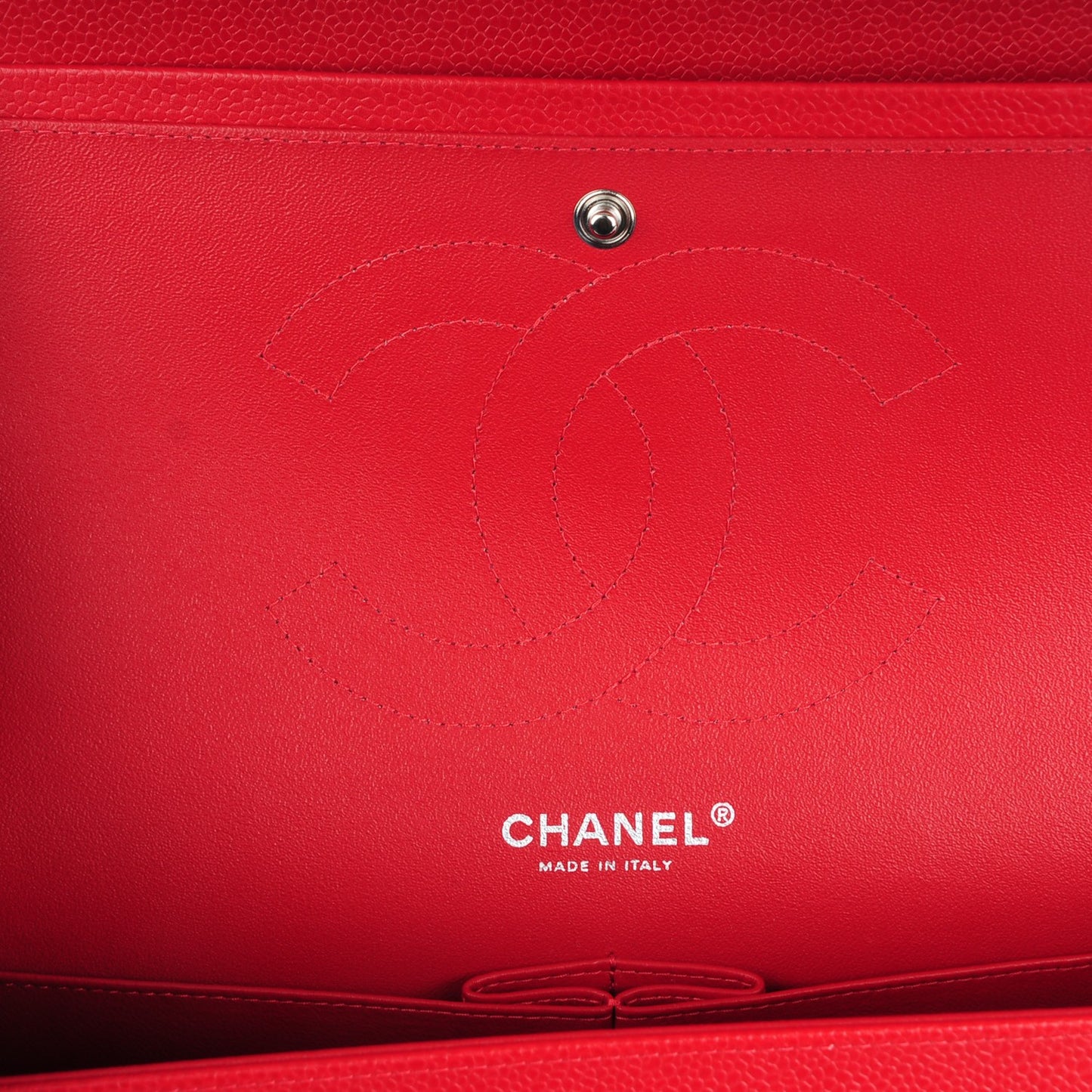 Caviar Quilted Jumbo Double Flap Red