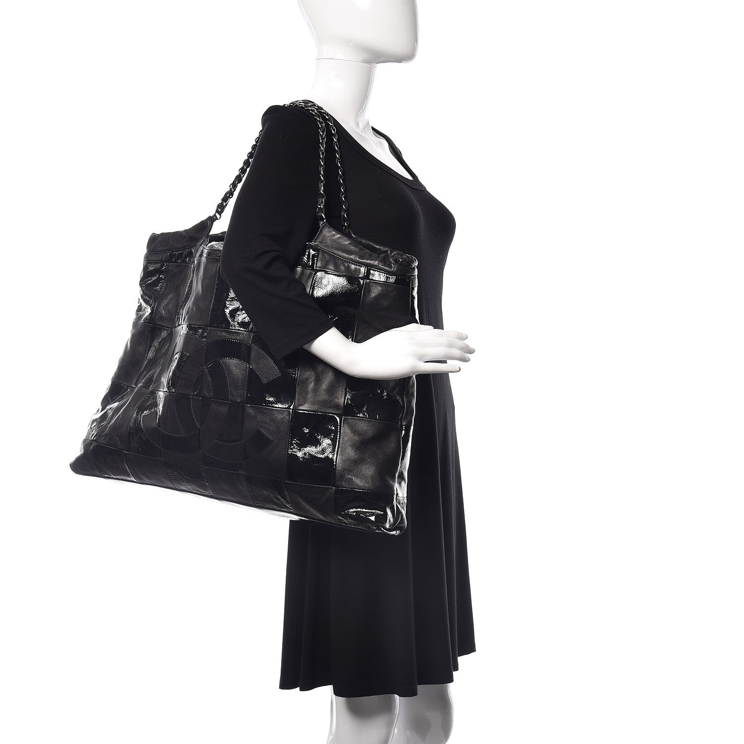 Chanel Patent Patchwork Large Brooklyn Tote Black 2 of 9