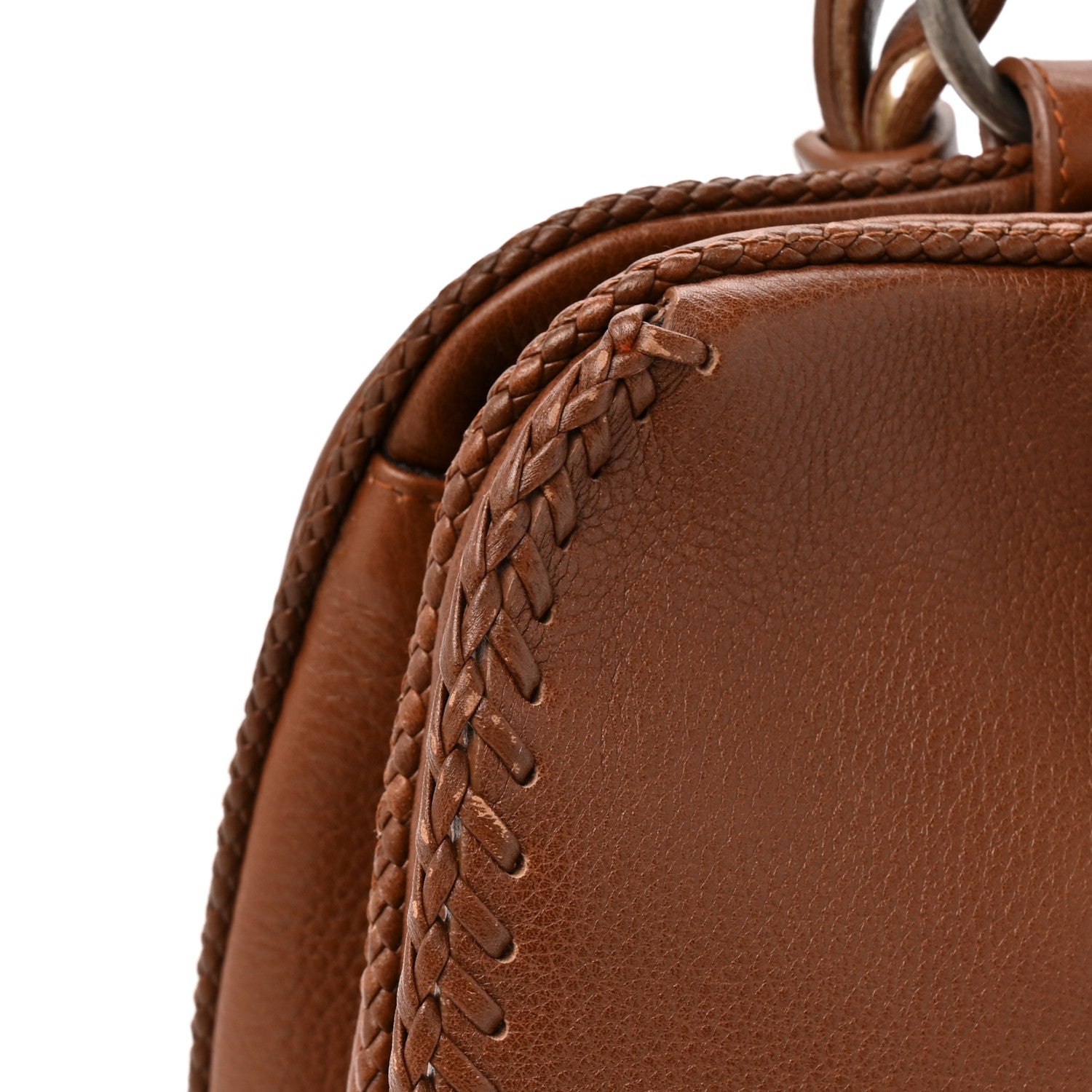 Christian Dior Pebbled Calfskin Braided Gaucho Saddle Handle Bag Brown 14 of 14