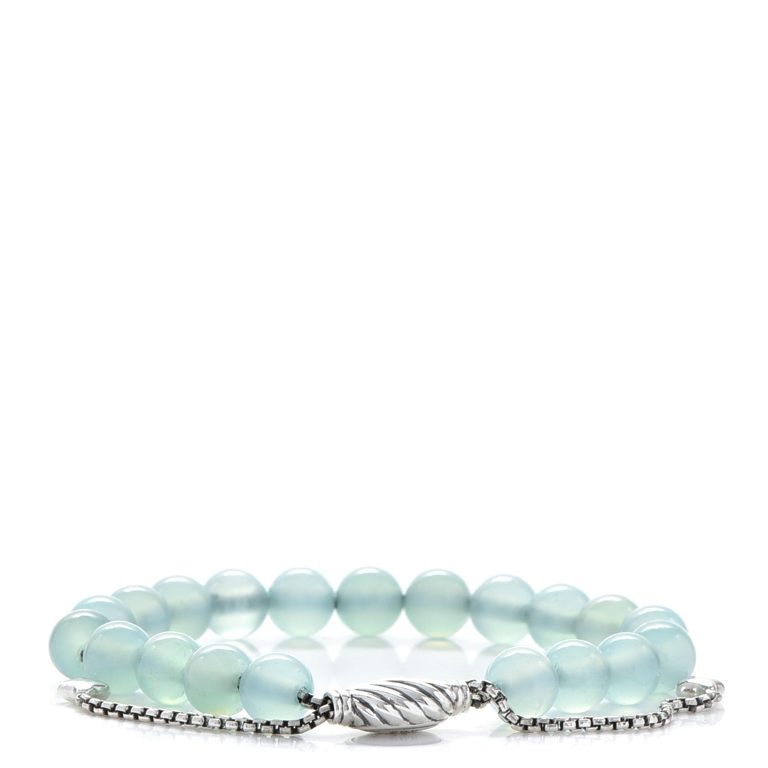 David Yurman Sterling Silver Blue Chalcedony 8mm Spiritual Beads Bracelet 1 of 5