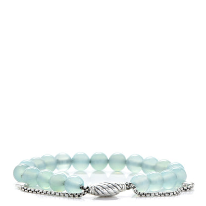 David Yurman Sterling Silver Blue Chalcedony 8mm Spiritual Beads Bracelet 1 of 5