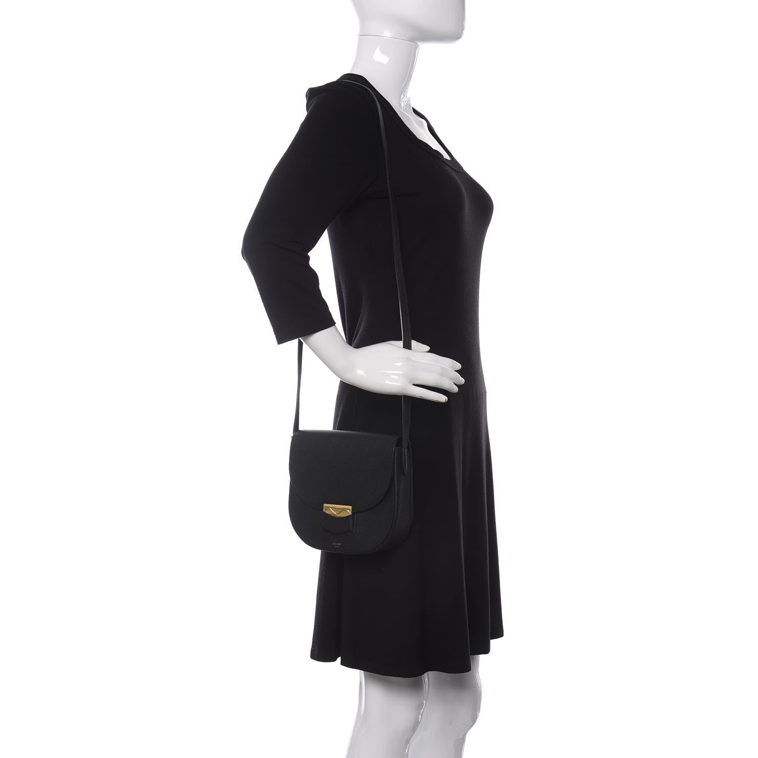 Celine Grained Calfskin Small Trotteur Black 2 of 9