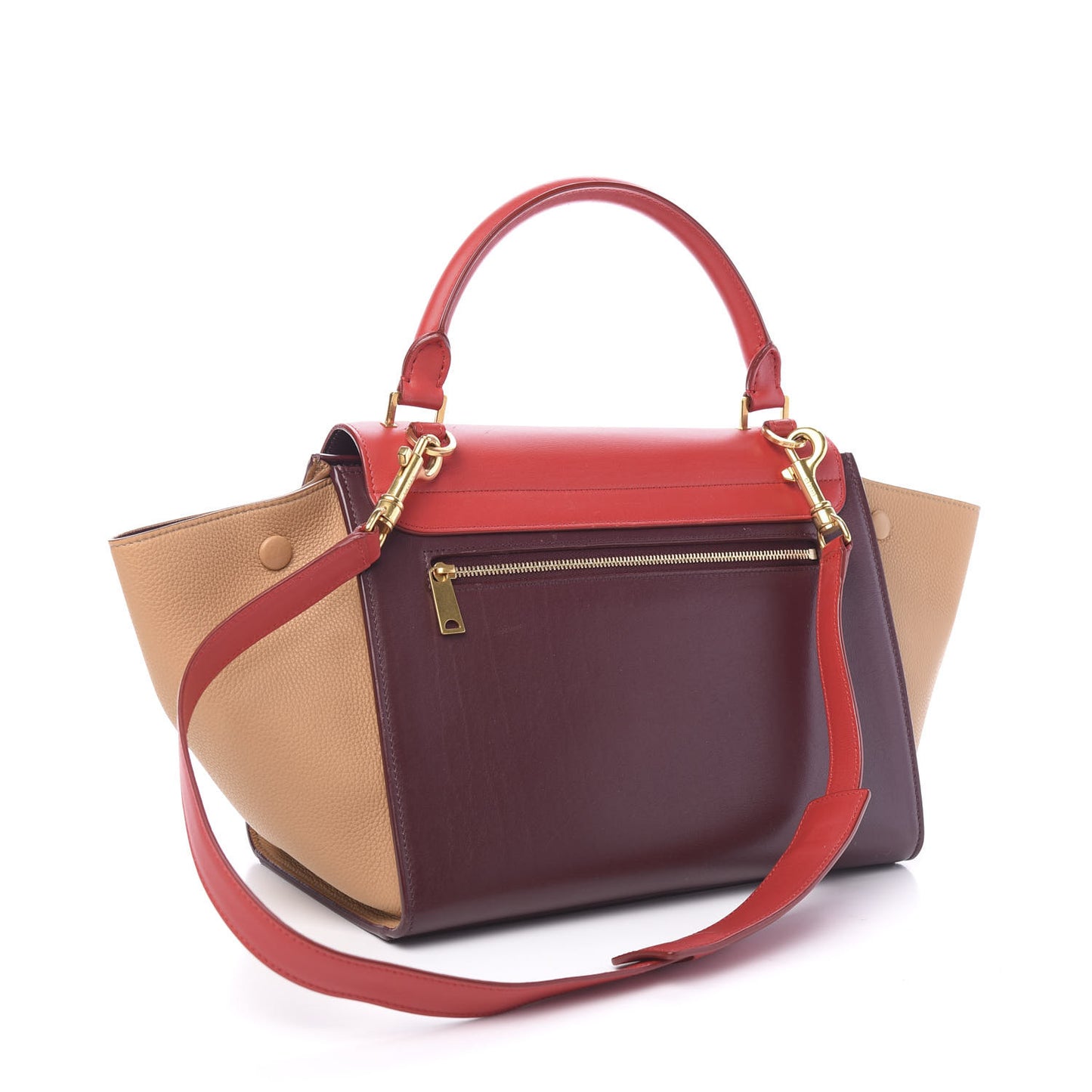 Satin Baby Grained Calfskin Small Tri-Color Trapeze Carmin