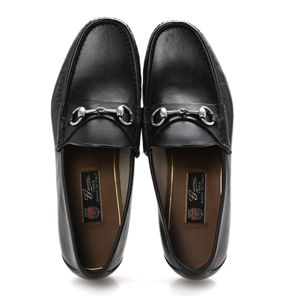 Gucci Betis Glamour Calfskin Horsebit Mens Jordaan Loafers 9 Black 2 of 9