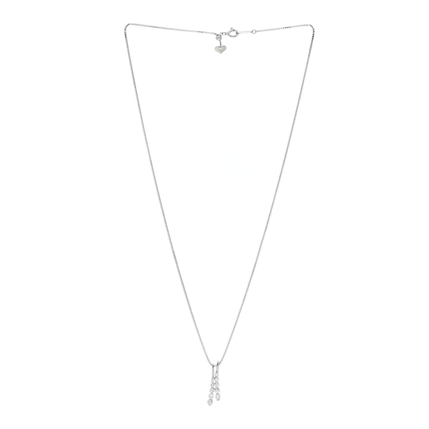 Parker & West by FASHIONPHILE 18K White Gold Diamond .50ctw Graduated Two Row Drop Pendant Necklace 3 of 6