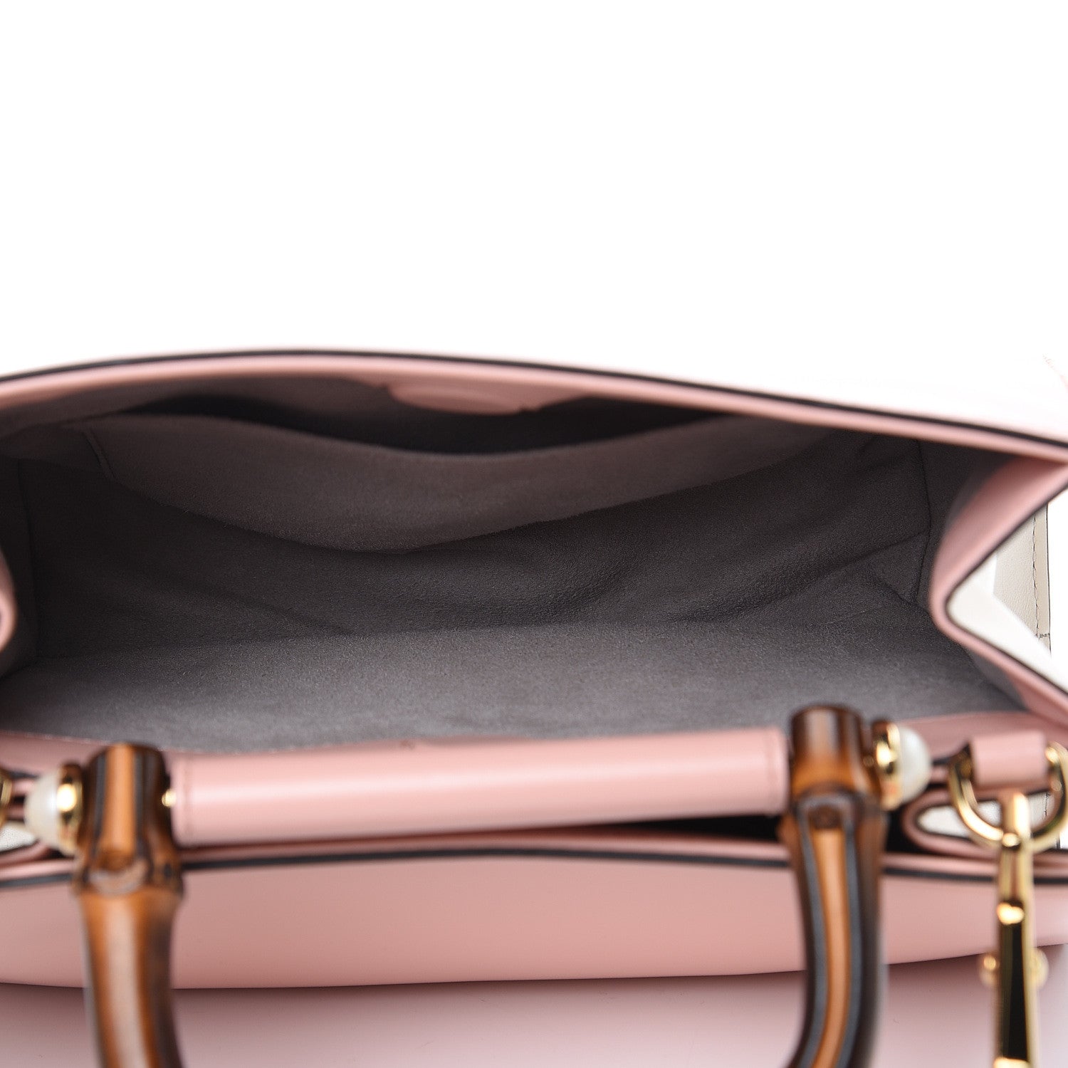 Gucci Nappa Bamboo Web Mini Nymphaea Top Handle Bag Perfect Pink Mystic White 5 of 10