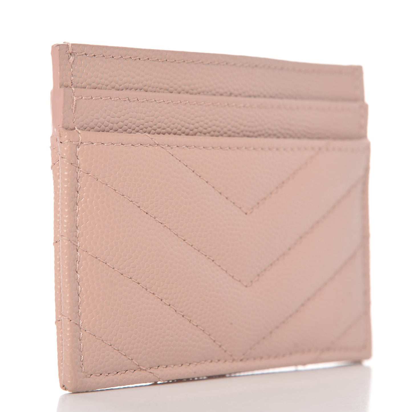 Grain De Poudre Matelasse Chevron Monogram Credit Card Case Pale Blush