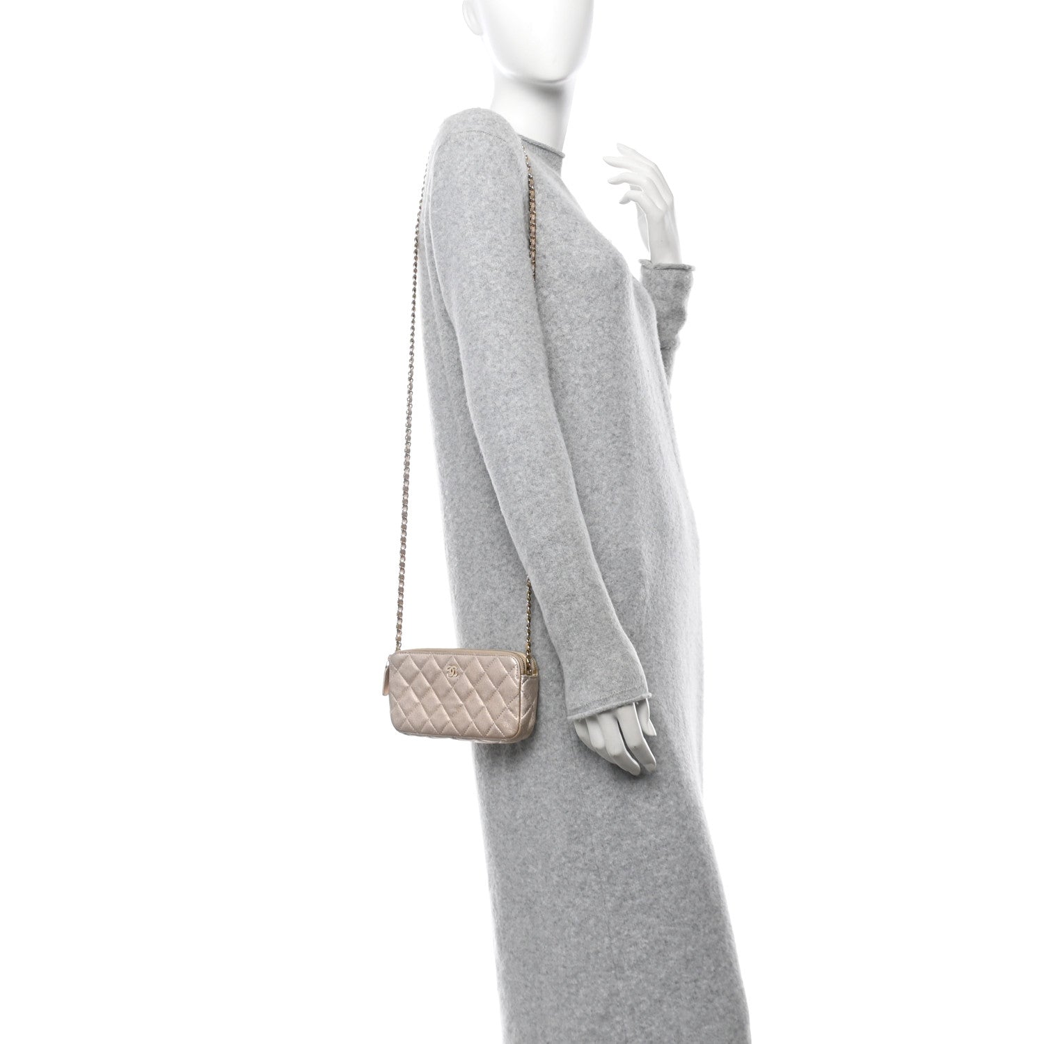 Chanel Metallic Lambskin Quilted Small Clutch With Chain Gold 2 of 13