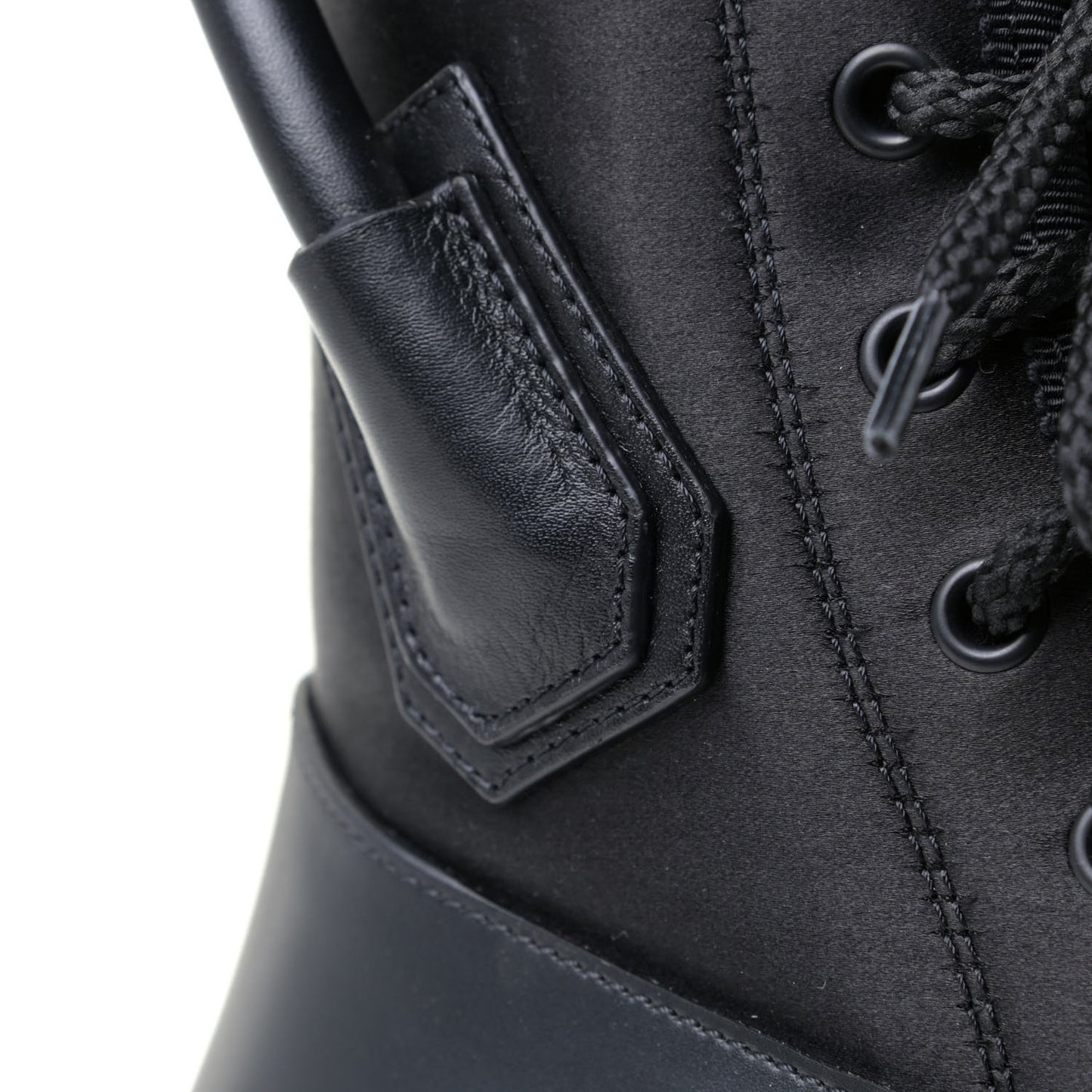 Satin Neoprene Combat Rain Boots 39 Black
