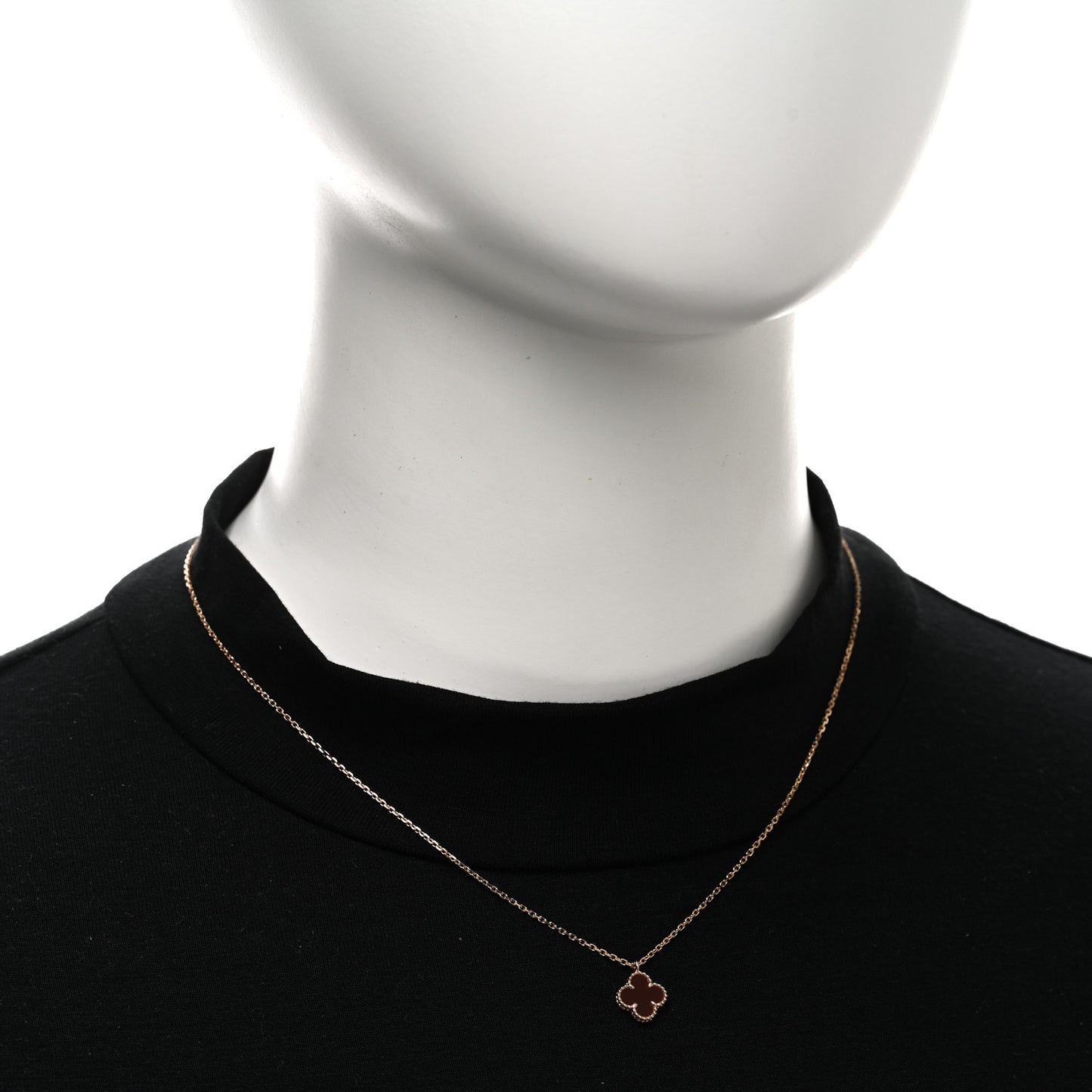 18K Rose Gold Carnelian Sweet Alhambra Pendant Necklace