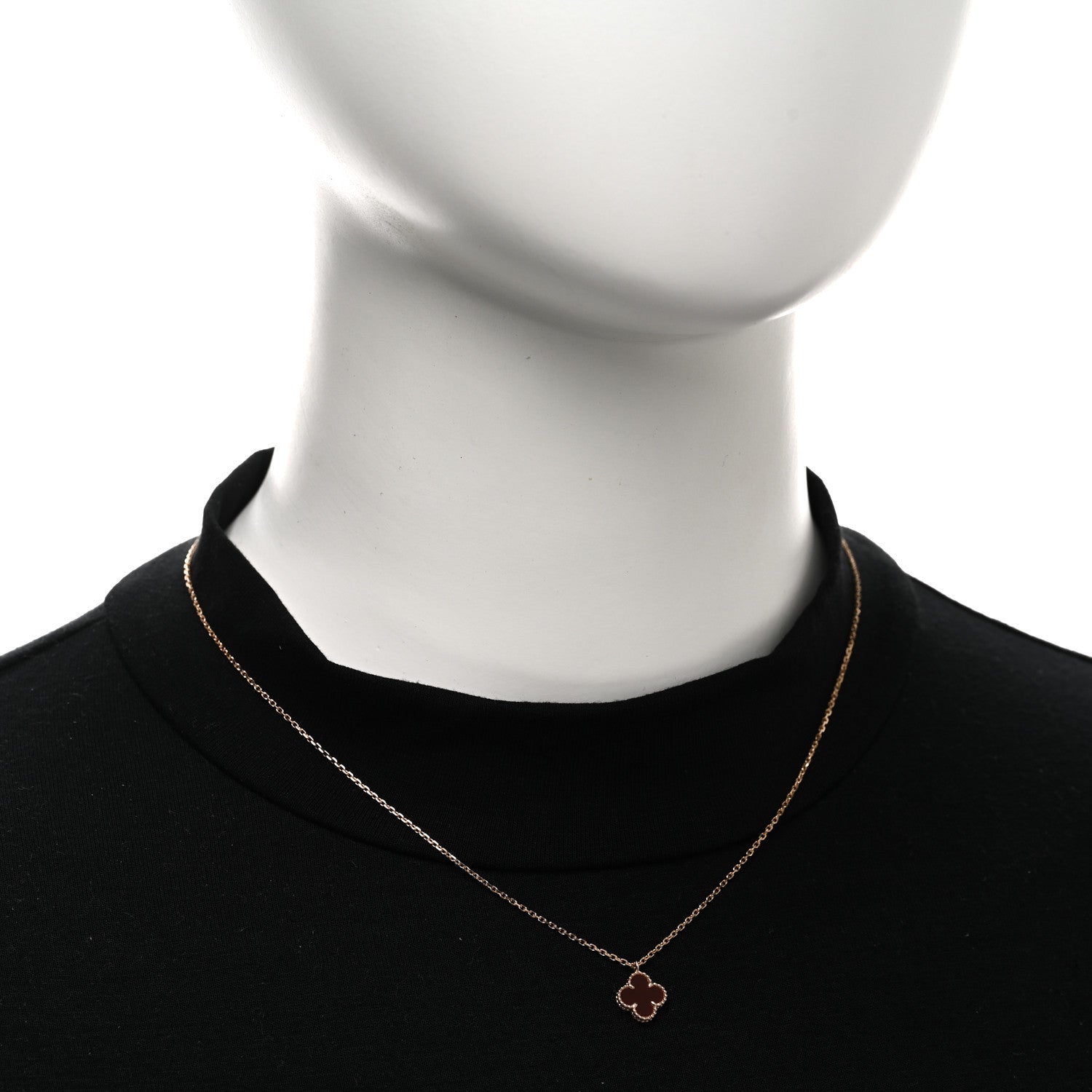 Van Cleef & Arpels 18K Rose Gold Carnelian Sweet Alhambra Pendant Necklace 2 of 5