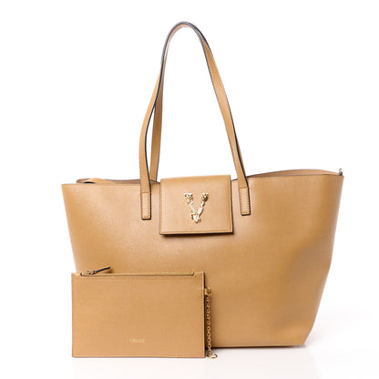 Versace Saffiano Virtus Tote Caramel 3 of 13