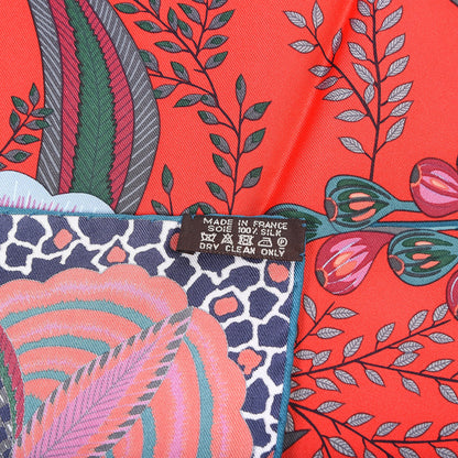Hermes Silk Flowers of South Africa Scarf 90 Rouge Vert Ciel 6 of 9