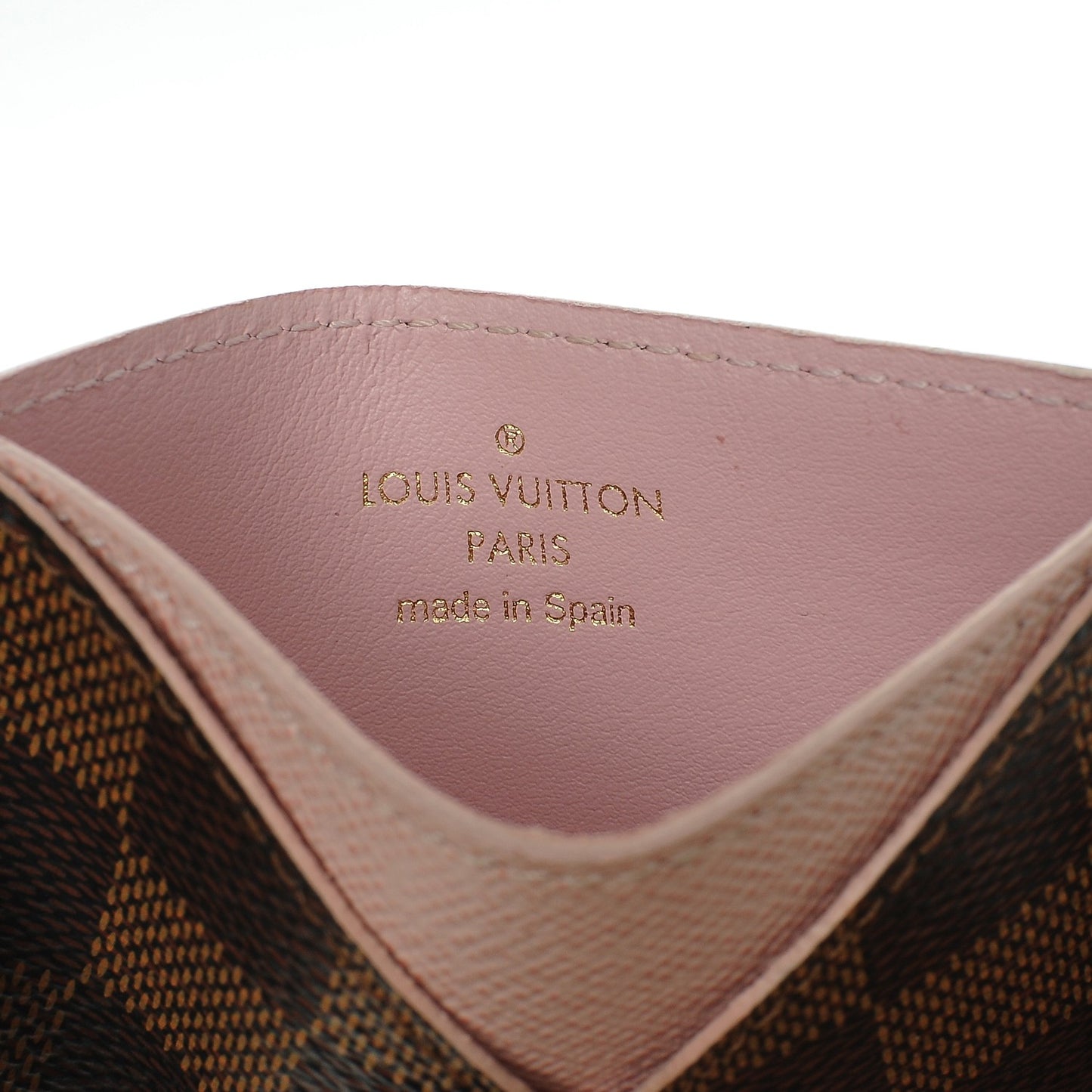 Damier Ebene Caissa Card Holder Rose Ballerine