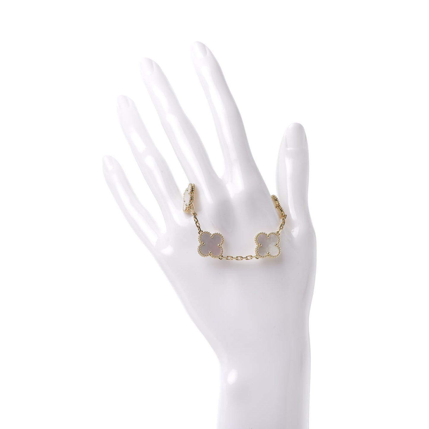18K Yellow Gold Mother of Pearl 5 Motifs Vintage Alhambra Bracelet